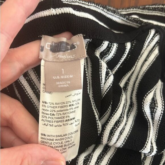 Chico’s size 1 M black and white waterfall open cardigan - Picture 2 of 9